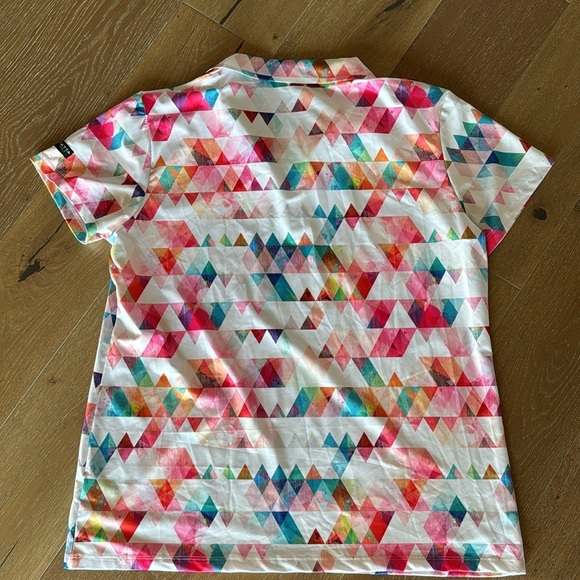 NWT Yatta “Colors of Life” Womens Golf Shirt polo 3XL Rainbow activewear Tennis - Picture 2 of 8